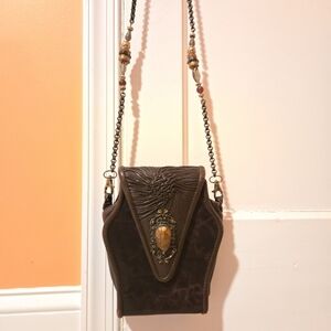 Elegant Brown Leather Crossbody Bag Maya Evabgelista